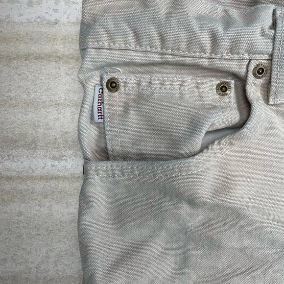 Vintage Carhartt Carpenter Pants Light Tan Canvas Baggy Work Wear Painters 90s - Picture 4 of 6